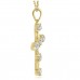 2.05 ct t.w. Ladies Round and Baguette Cut Diamond Cross Pendant Necklace in Yellow Gold